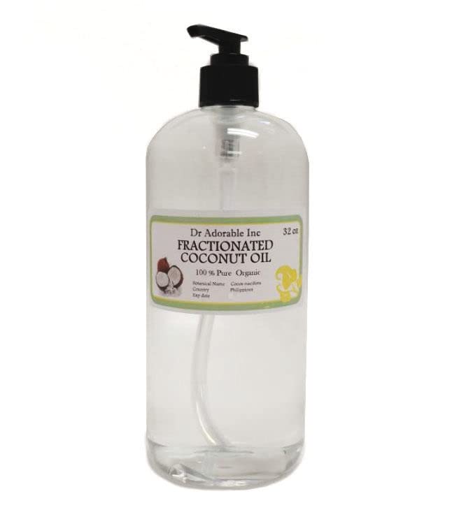 Dr Adorable - 32 oz with PUMP - Fractionated Coconut Oil - 100% Pure Natural Organic