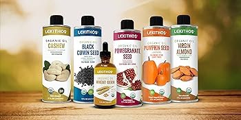 Lekithos Organic Sweet Almond Oil, 100% Certified Organic, Cold Pressed, Unrefined, Rich in Omega 3, 8oz, Single Ingredient Nutrition, Non-GMO