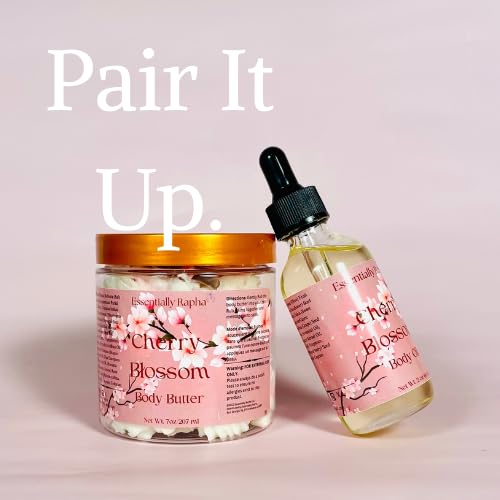 Cherry Blossom Body OIl - Long Lasting Moisture with Apricot Kernel, Camellia Seed, Avocado and Rice Bran Oil, Cherry Blossom Scented Hydrating Oil For Soft and Glowing Skin, 2 oz