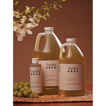 Grapeseed Massage Oil by TheraPro - 100% Pure & All Natural Massage Oil - Expeller Pressed Natural Grapeseed Oil - Rich in Vitamins & Minerals - Smooth Glide & Easy Absorption - 128 oz Bottle