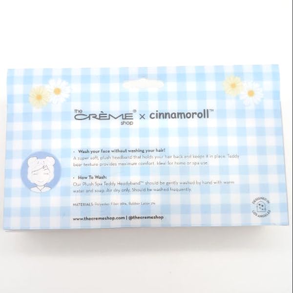 The Crème Shop x CINNAMOROLL 3D TEddy Plush Spa Headband with Stretchy Elastic Band for Comfortable Fit - Ideal for Hair Control during Beauty and Skincare Routines