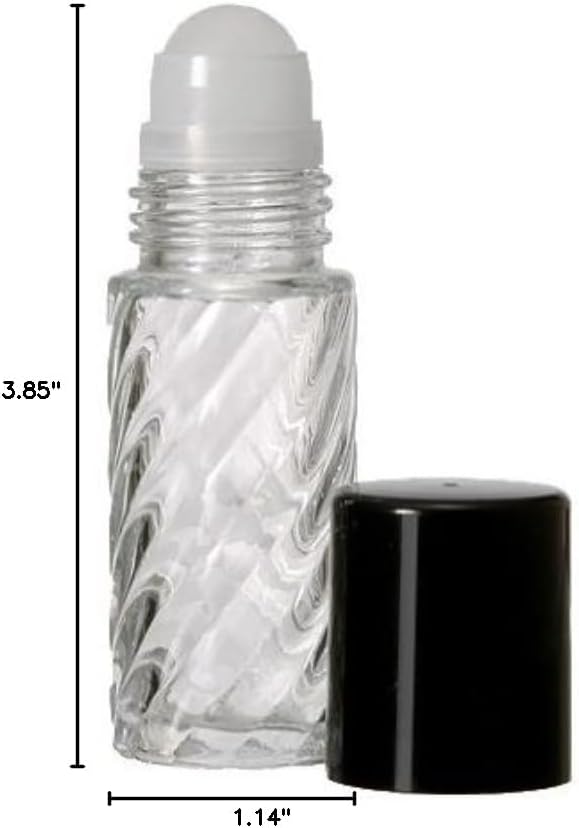 The Parfumerie 30 ml. Glass Roll on Bottle. Perfect for Essential Oils Aromatherapy, Perfume and Cologne. Plastic Roller. Pipettes Included … (12 Bottles, Swirl)