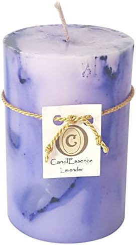 Handmade Scented Candle - Long Burning Pillar - Lavender Scent (Small)