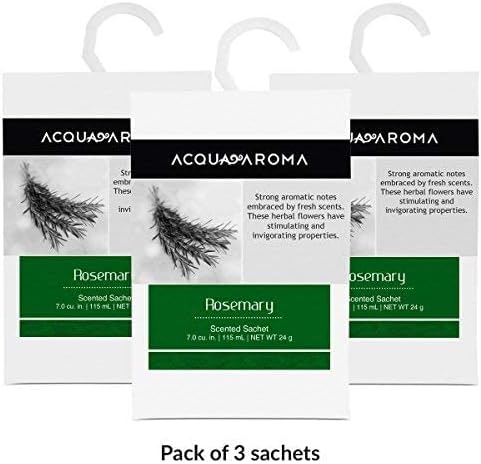 Acqua Aroma Rosemary Scented Sachet 7.0 cu. in. (115mL/24g) - Pack of 3 Sachets