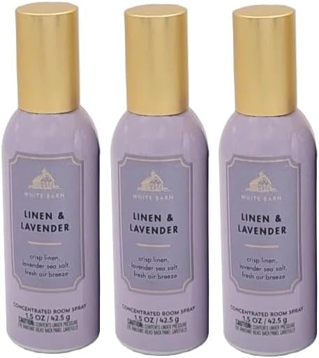 Bath and Body Works Concentrated Room Spray 1.5 oz each - Pack of 3 - Packaging May Vary (Linen and Lavender)