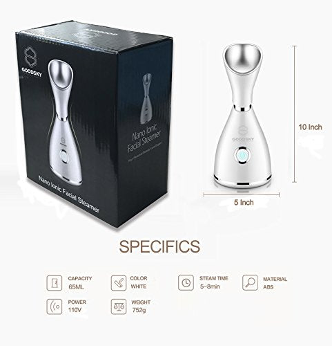 GOODSKY Nano Ionic Facial Steamer Hot Mist Moisturizing Spa Quality Good for Facial Care Unclog Pores Cleanse Skin Improve