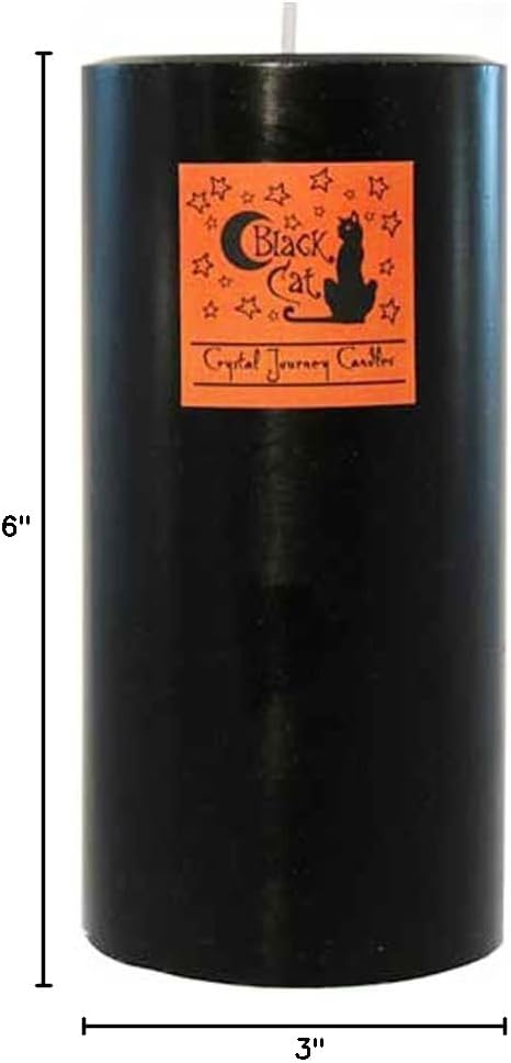 Crystal Journey Herbal Black Cat Pillar Candle 3" x 6"