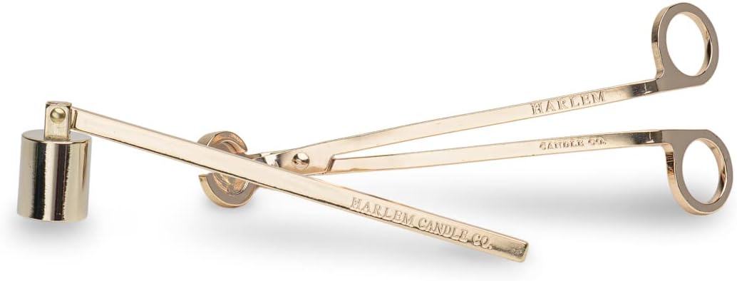 HARLEM CANDLE CO. Luxury Snuffer/Trimmer Set of 2, Candle Snuffer Extinguisher and Candle Wick Trimmer Cutter, Stainless Steel with Gold Finish, Gift Box Packaging