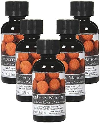Hosley Cranberry Mandarin Highly Scented Fragrance Warming Oils, Box of 5, 55 ml 1.86oz ea. Ideal Gift for Weddings, spa, Reiki, Meditation, Bathroom Settings W1