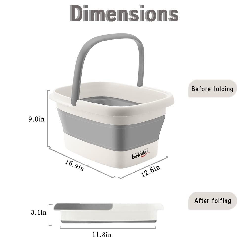 Beinilai Collapsible Foot Bath Kit, Foot Soaking Tub with Handle and Massage Acupoint, Tea Tree Oil Foot Soak with Epsom Salt, and Pedicure Feet File