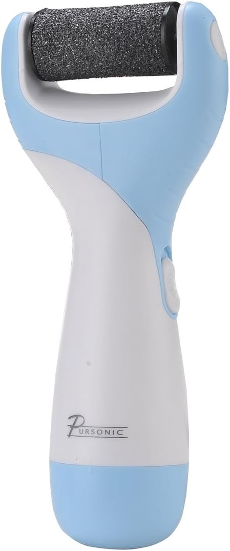 Pursonic Blue Electric Callus Remover for Feet — Battery-Operated Electric Foot Scrubber — Dead Skin Remover with 2 Pumice Stone Electric Heads — Pedicure Foot Spa Products (0.7 Lb)