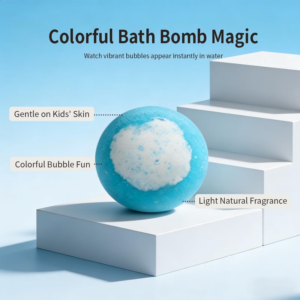 Ocean Themed 12 Pack Kids Bath Bombs with Hidden Sea Animal Toys, Gentle Bubbling Bath Fizzies, Ideal Birthday Party Gifts for Boys and Girls (Delivery Within 3 to 5 Days)