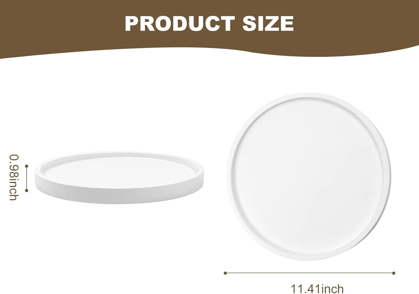Pink Round Wood Decorative for Home Decor,Wooden Serving,Candle,Perfume Tray,Coffee Table Trays (11.5 inch, White)