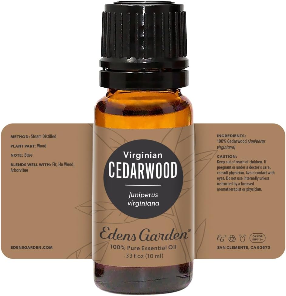 Edens Garden Cedarwood- Virginian Essential Oil- 100% Pure Premium Grade, Undiluted, Natural, Therapeutic, Aromatherapy, The Best for Diffuser, Skin, Hair, Humidifiers 10 ml (.33 fl oz)