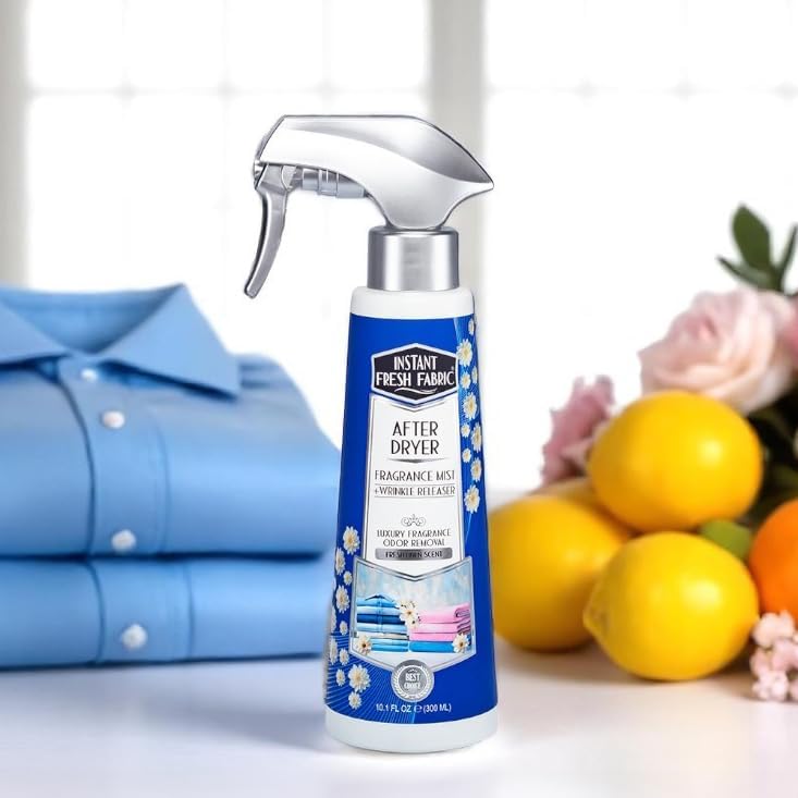 After Dryer Fabric Freshener & Wrinkle Release Spray - For Clothes & Laundry - Luxury Fragrance Odor Remover & Wrinkle Releaser - For Home & Travel - Fresh Linen Scent - 10.1 fl oz.