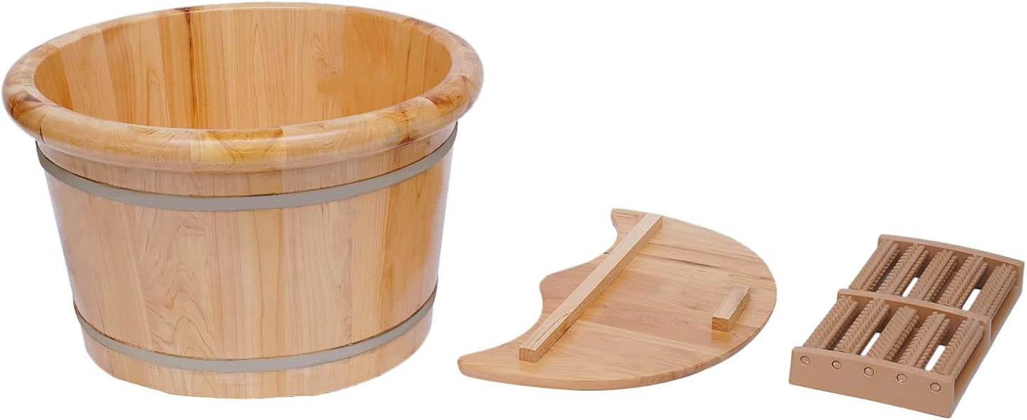Wooden Foot Baths Bucket, Foot Massage Barrel, Thickened Spa Soaking Tub for Relaxation, Washing and Sauna, Relaxation, Wooden Foot Soaking Tub with Heat Retention