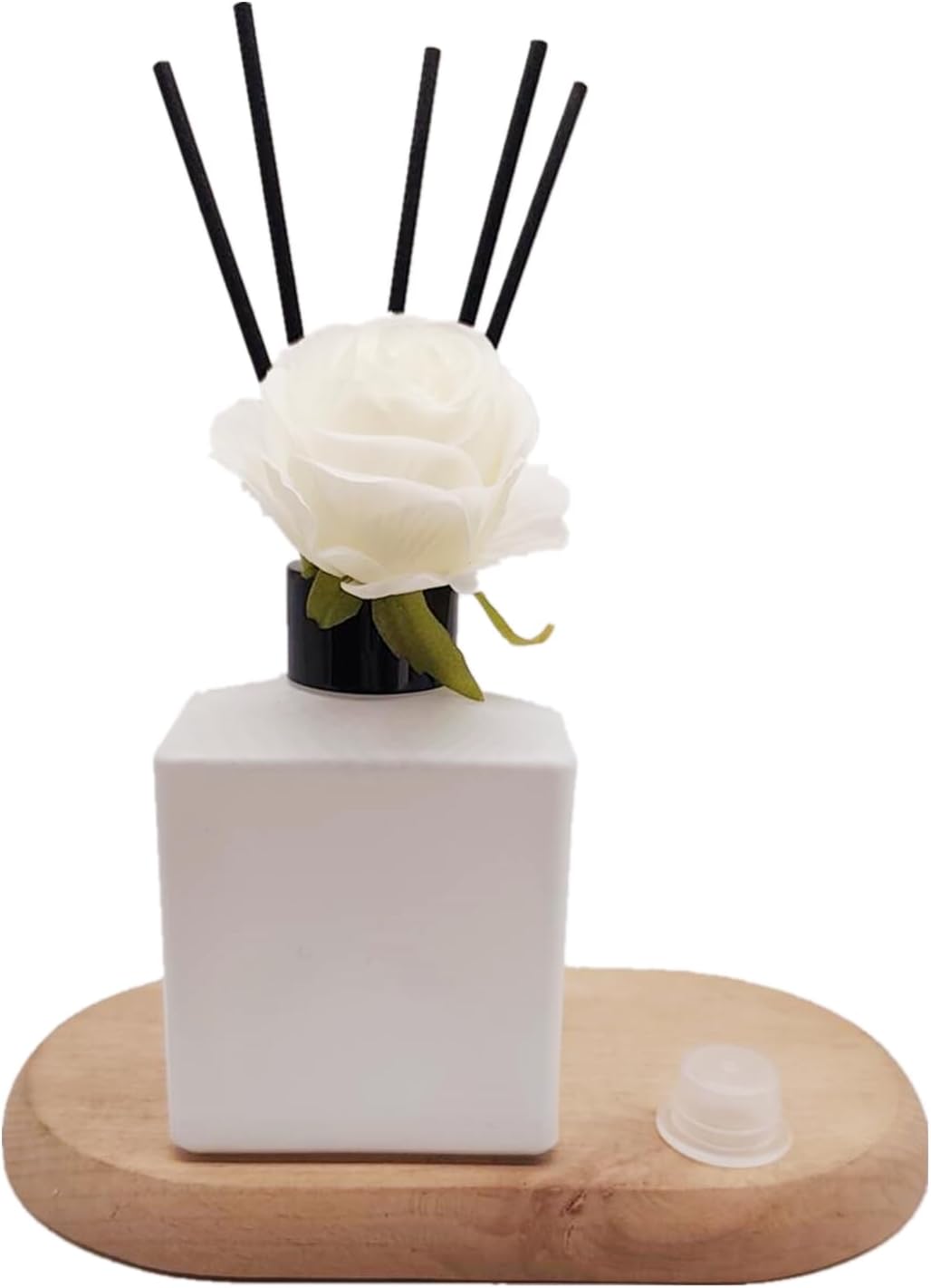 2PCS 200ml Reed Glass Diffuser Set,Essential Oil Container,6.7oz Refillable Empty Glass Bottles with Sticks,Diffuser Jars for Home Oil Fragrance Matte White (200ml Square)