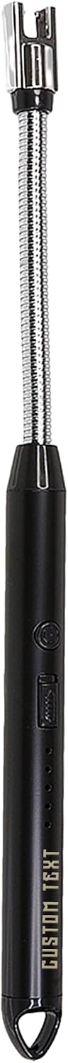 Custom Extra Long Electric Lighter, USB Rechargeable Candle Lighter, Reusable Electric Lighter with Charger for Indoor and Outdoor, Camping Essential for Men and Women, Engravable Designs (Black)