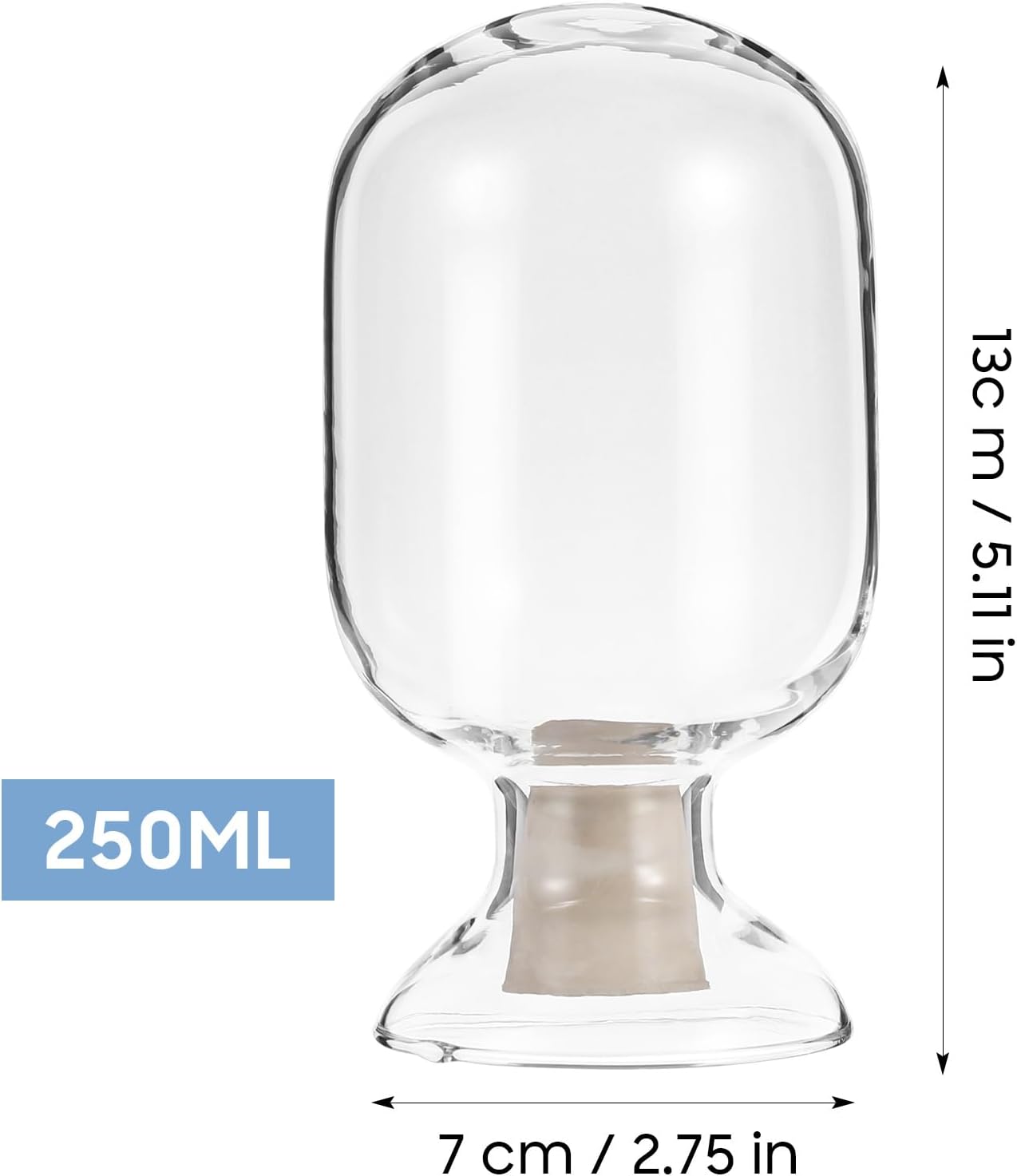 Beavorty Glass Matches Jar Bell-Shaped Storage Bottle with Stopper 3.93X1.96 Inch Transparent Display Bottle for Laboratory and Toothpick Holder