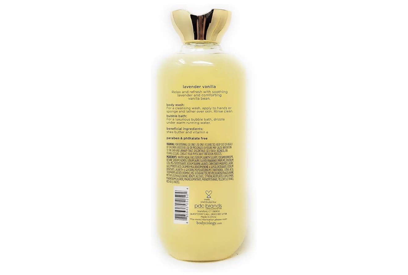 Lavender Vanilla 2 in 1 Body Wash & Bubble Bath 16 fl oz & Lavender Vanilla Butter Body Cream 8 oz (Pack of 2)
