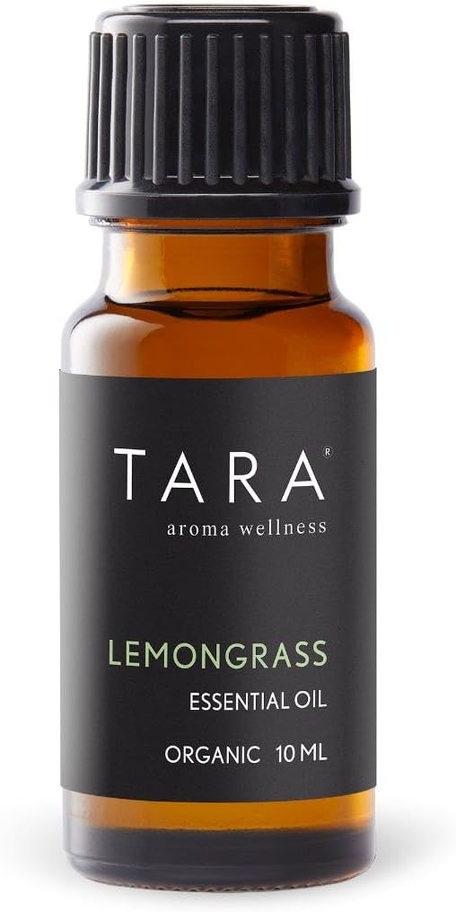 TARA Spa Therapy Lemongrass Essential Oil – 100% Organic, Concentrated, Aromatherapy Formula, Lemongrass, 10ml