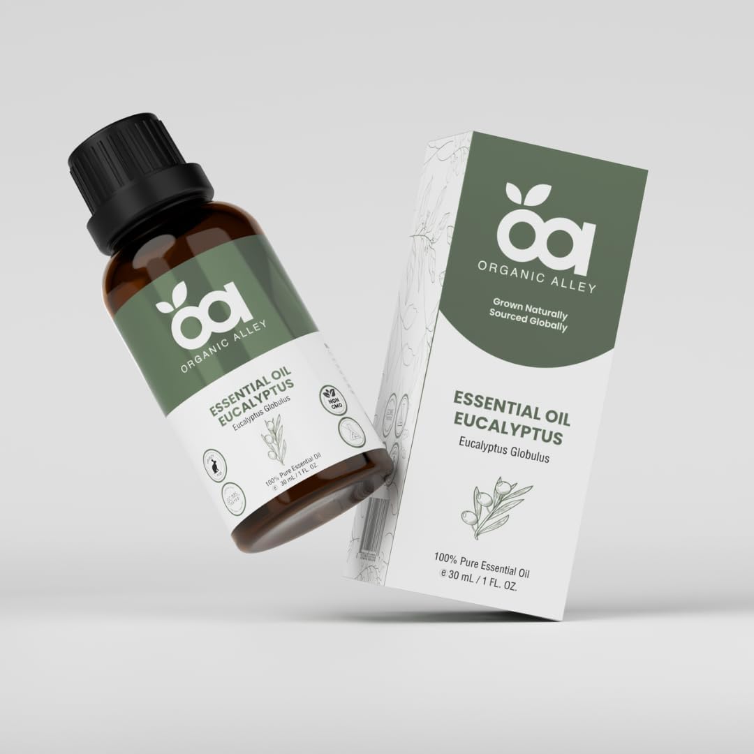 Eucalyptus Essential Oil by Organic Alley | 100% Pure & Revitalizing Aromatherapy - Breathe Easy & Refresh Your Senses with Eucalyptus Globulus | Natural Well-Being (1 Fl Oz)