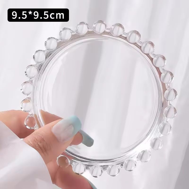 Transparent Acrylic Candle Plate Candlestick Tray Holder, 3.74'' Clear Round Aromatherapy Pillar Plates for Dining Table Wedding Home Use (4Pcs Acrylic Plate)