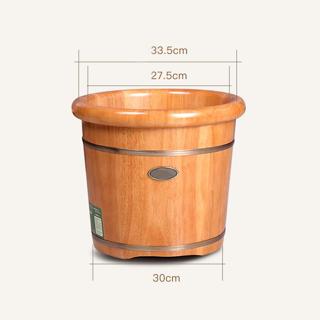 Wooden Bubble Basin Footbath Foot Bath Barrel Household Smooth And Delicate Pedicure Barrels With Lid Massager(With Universal Wheel)