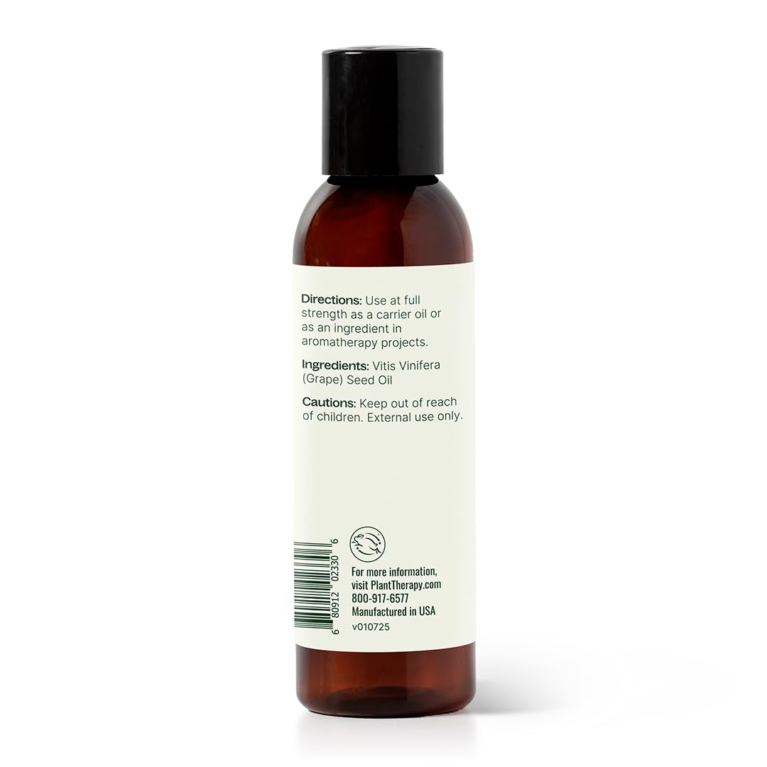 Plant Therapy Grapeseed Carrier Oil 4 oz Base Oil for Aromatherapy, Essential Oil or Massage use