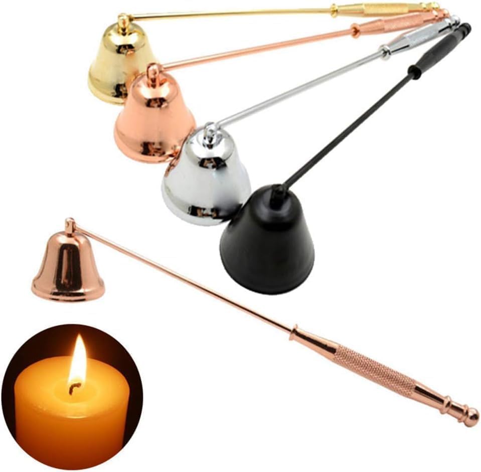Gold Metal Candle Snuffer with Long Handle,Wick Extinguisher,Elegant Home Decor, Candle Accessories and Fireplace Tools (Antique Gold Finish)