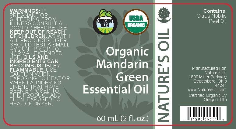 Nature's Oil 100% Pure Certified Organic Mandarin Green Essential Oil - 60ml