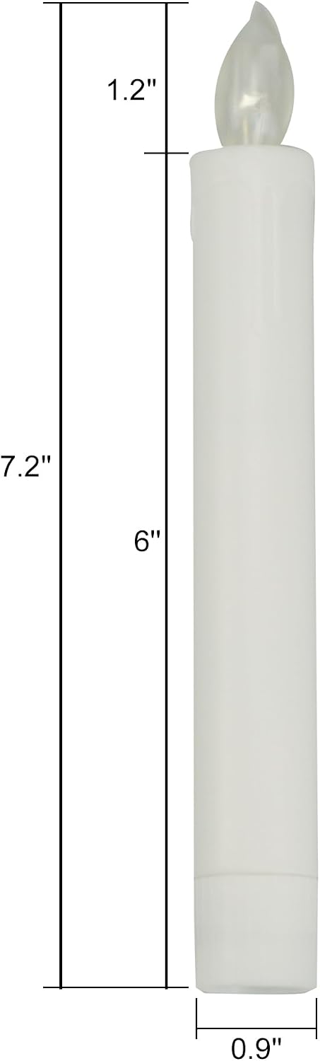 CANDLE CHOICE 6” Tall Flameless Taper Candles with Remote Timer Long Battery Operated Flicking Electric LED Window Stick Candles for Candelabra Wedding Christmas Decorations Table Centerpieces 2 Pack