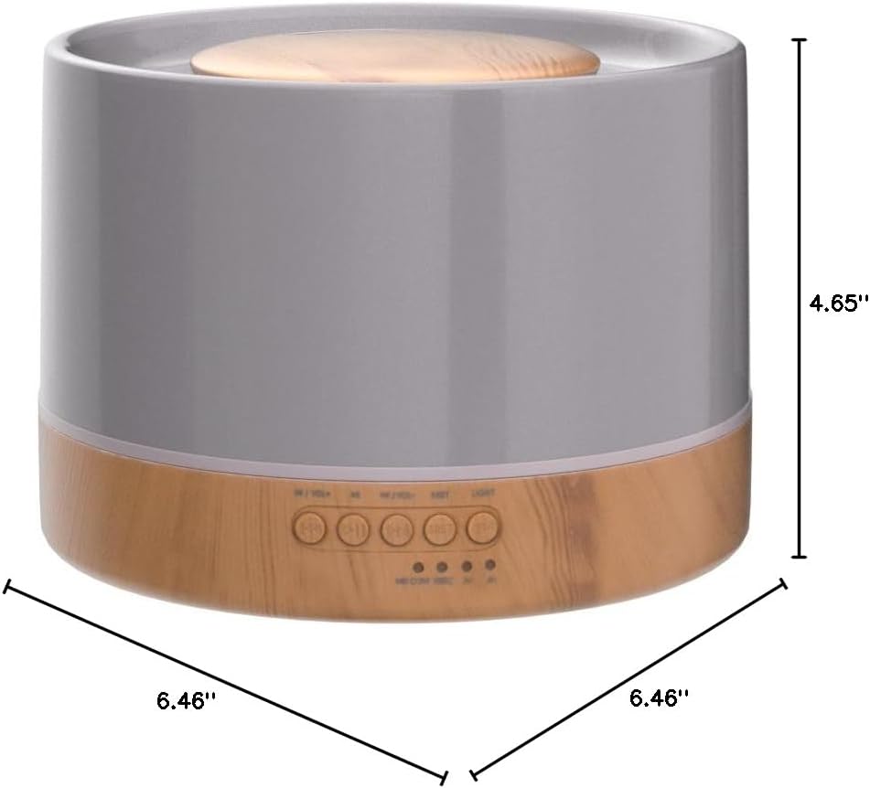 muson Essential Oil Diffuser Sound Machine Combo Diffuser for Aromatherapy Fragrant Oil Cool Mist Humidifier with Natural Sound Music & Warm Night Light, Auto Shutoff, White