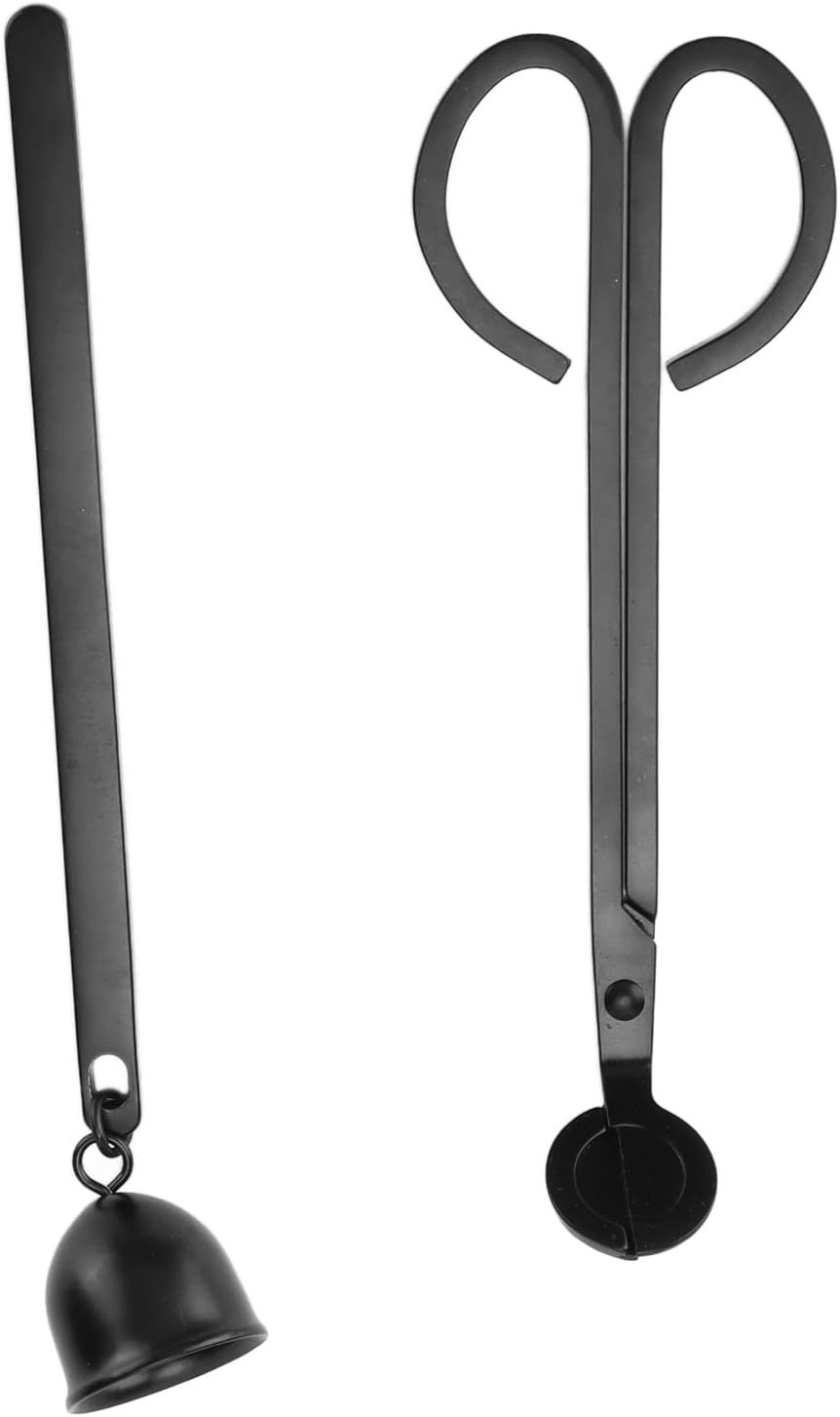 2Pcs Wick Trimmer and Candle Snuffer Set, Black Ele Candle Care Kit, Less Steel Access with Wall Hook for Home r, thday