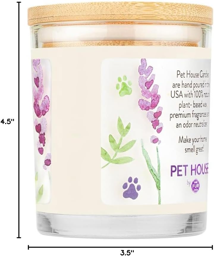 Pet House Lavender Candle Clean Burning, Long Lasting Pet Odor Candle for Home - Lavender Green Tea