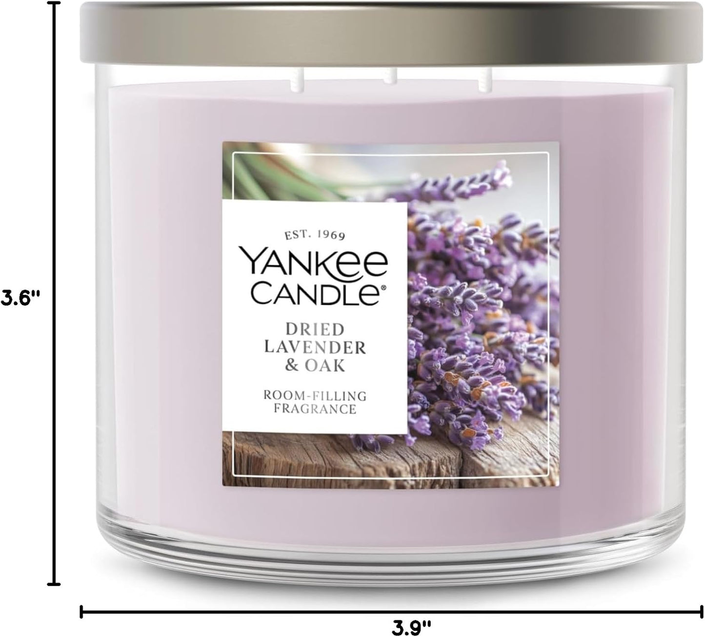 Yankee Candle Dried Lavender & Oak, Scented Candle, 14.5oz 3-Wick Candle Jar with up to 40 Hours Burn Time, Giftable