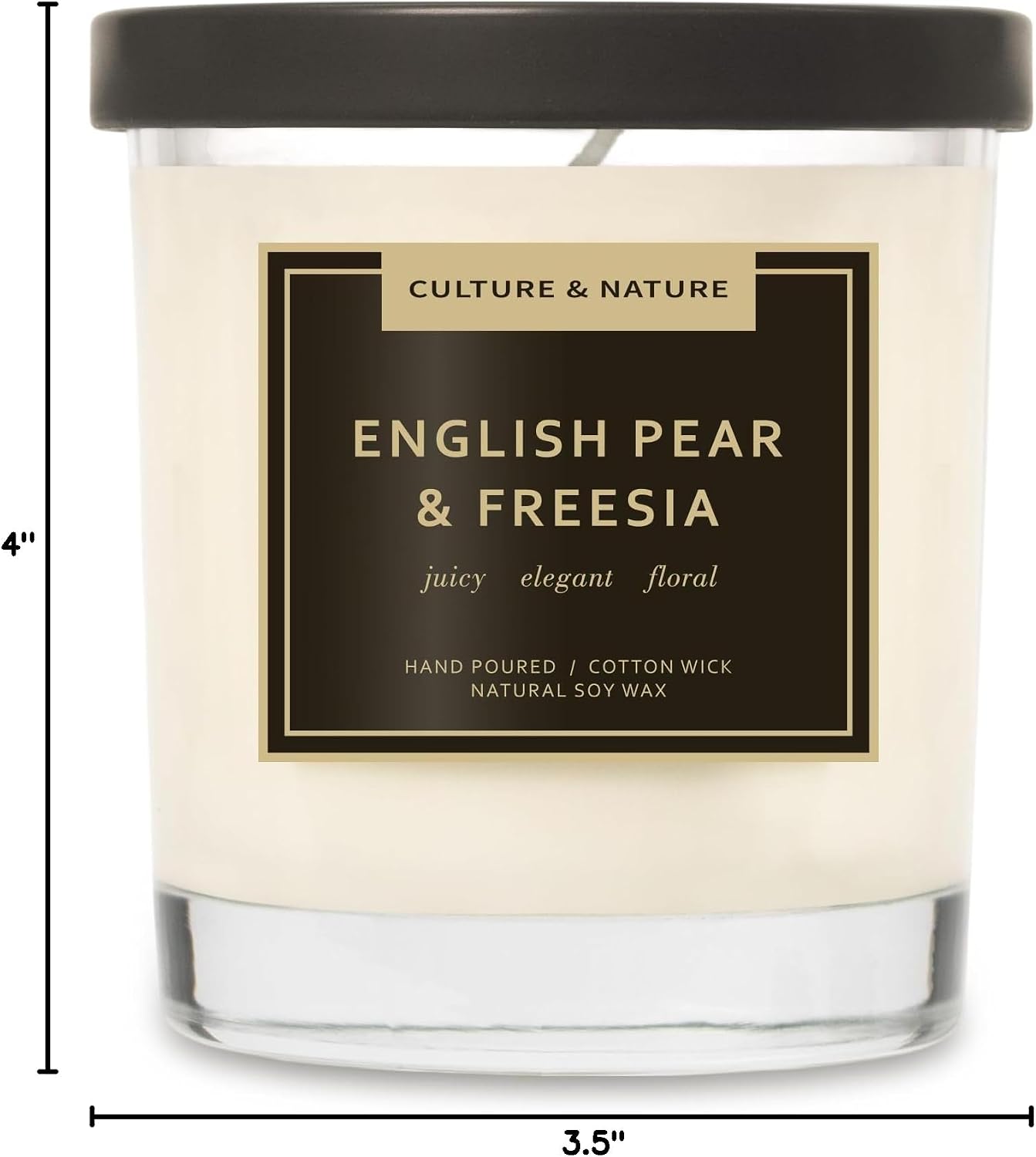 CULTURE & NATURE Natural Soy Wax Candle 7oz English Pear & Freesia Scented