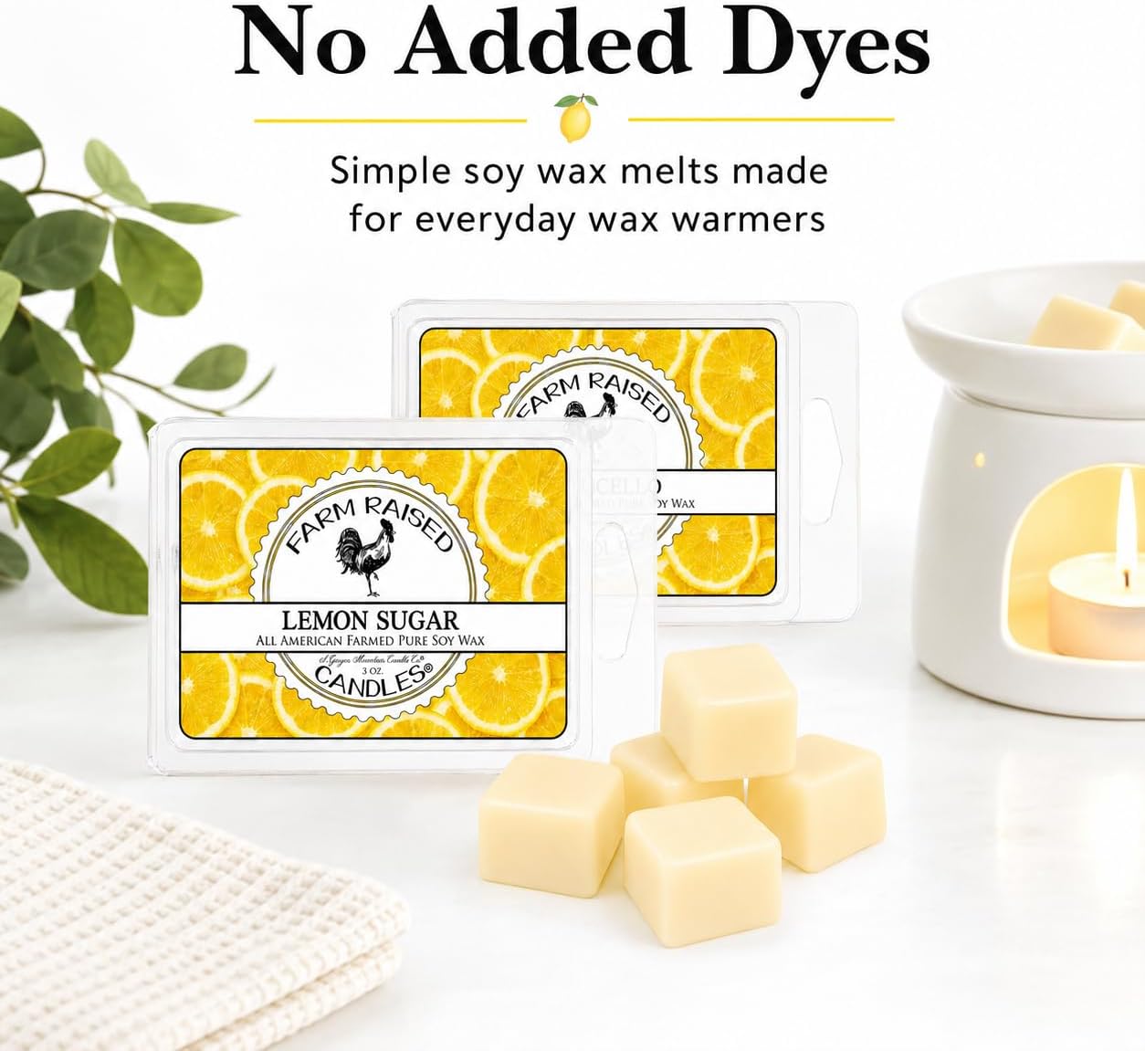 Lemon Sugar - USA Made Soy Wax Melts, 2 Pack, 6 oz