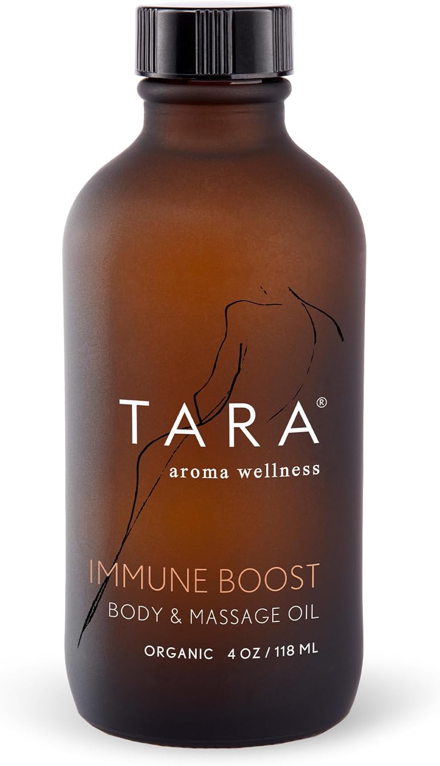TARA Spa Therapy Immune Boost Body & Massage Oil – Premium Organic Oil for Immune Support & Vitality, 100% Pure Essential Oils, Eucalyptus, Tea Tree & Lemon, 4 oz