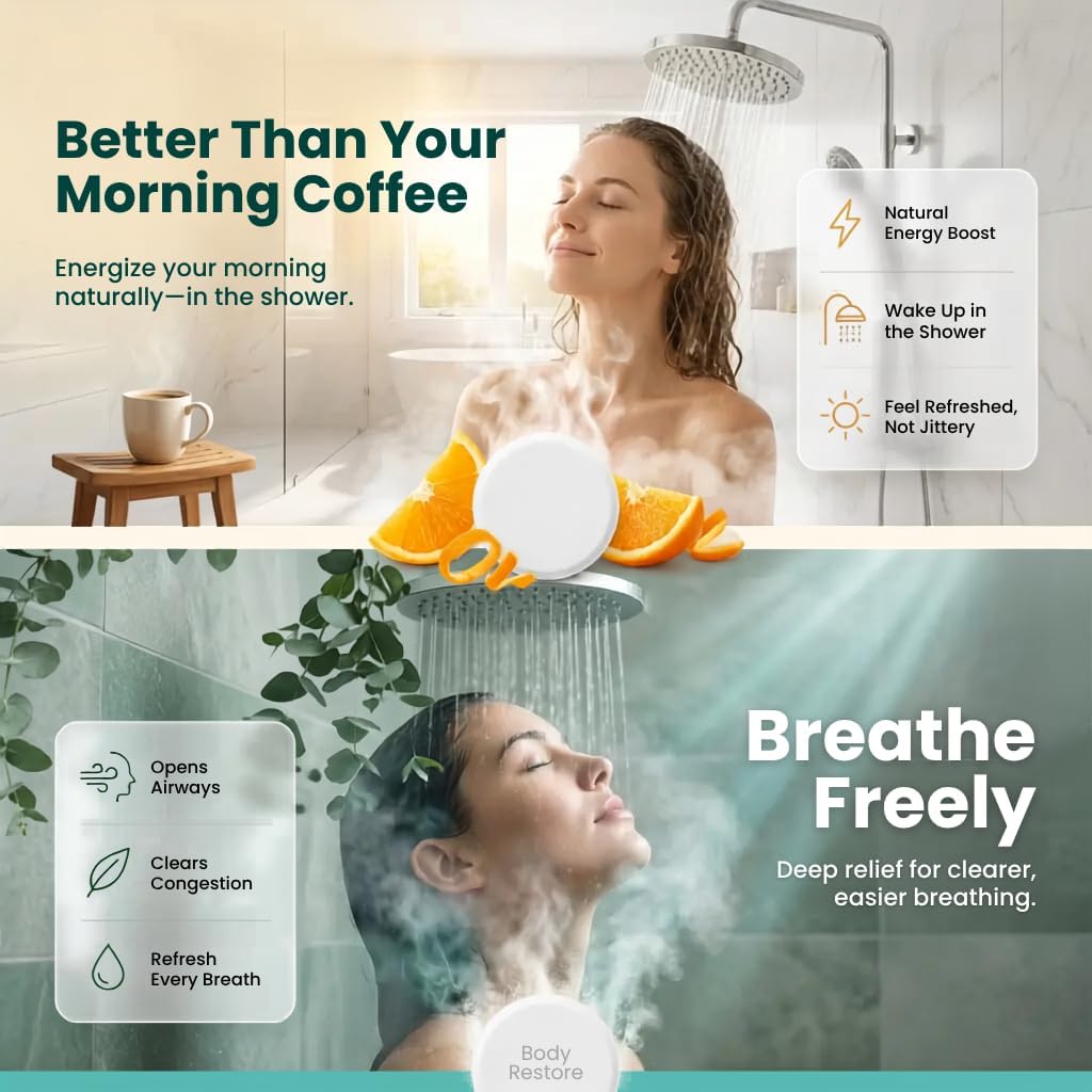 BodyRestore Shower Steamers Aromatherapy, Self Care Gifts, Energize 15 Pack