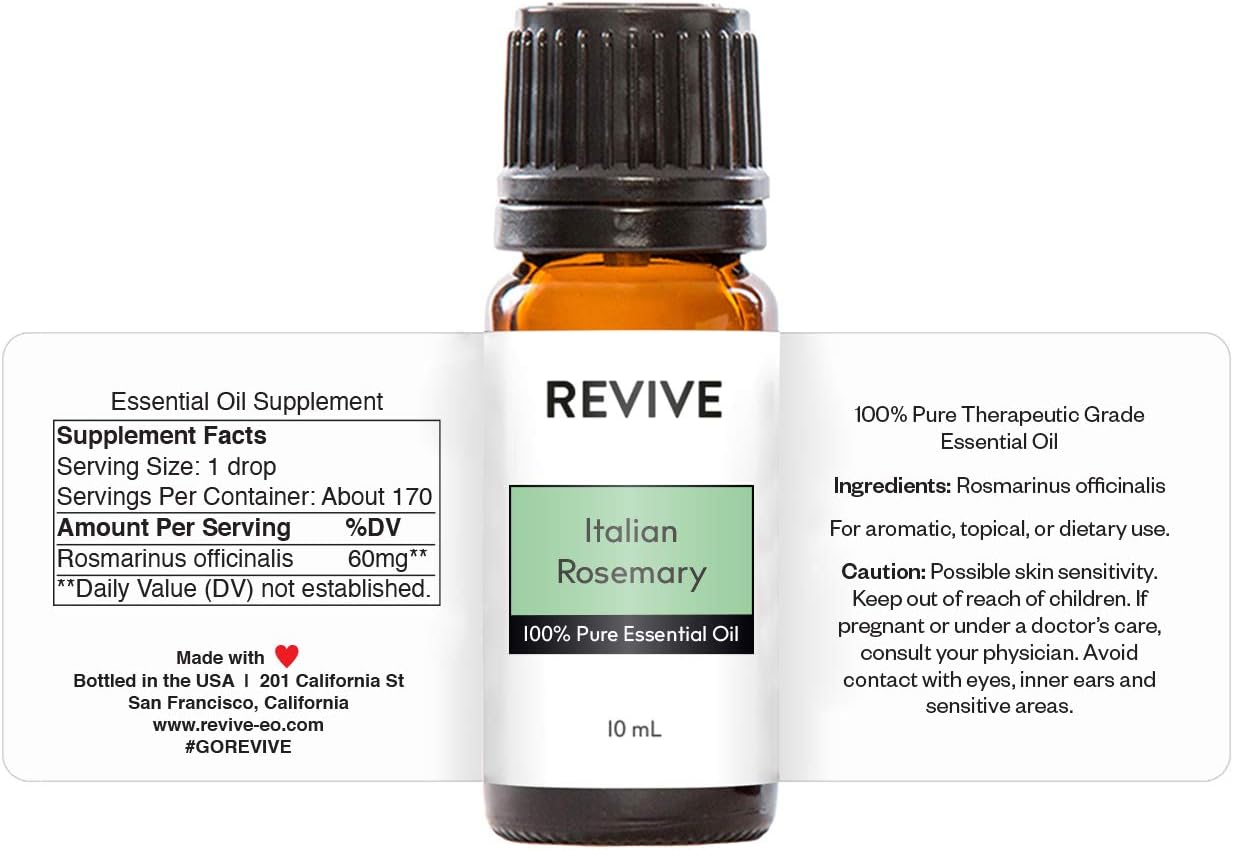 Italian Rosemary Essential Oil by Revive Essential Oils - 100% Pure Therapeutic Grade, for Diffuser, Humidifier, Massage, Aromatherapy, Skin & Hair Care