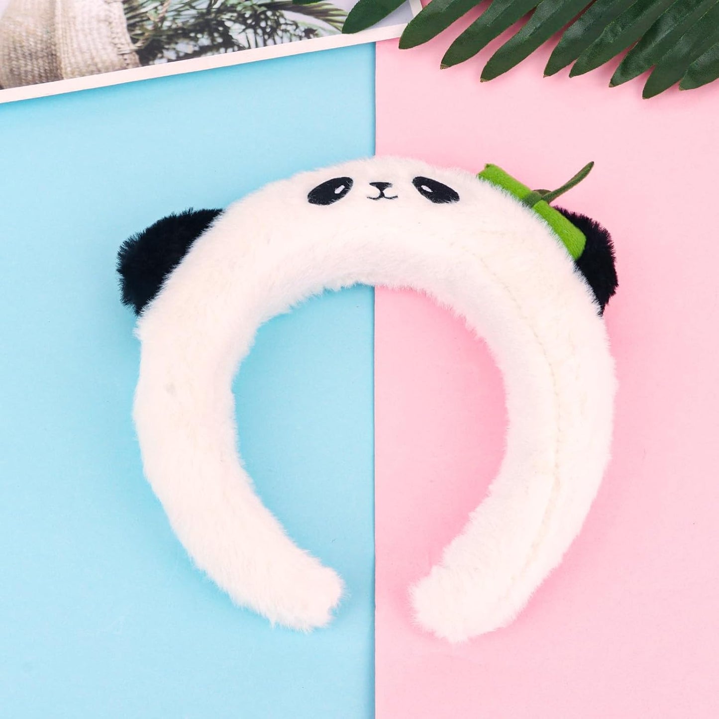 CURASA Cute Panda Headbands for Women & Girls - Kawaii Animal Hairbands for Kids & Adults - White Plush Spa Headbands for Face Washing & Skincare