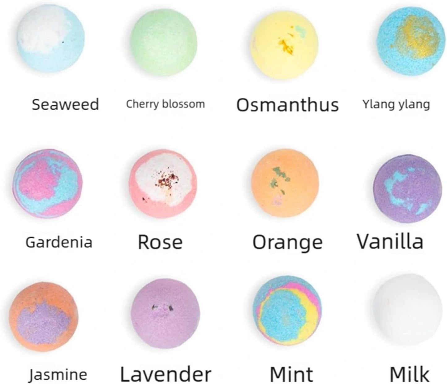 JEYPINMI Handmade Bath Bombs with Shea Butter Cocoa Butter Gift Set for Skin 12 Pieces/Box One Size