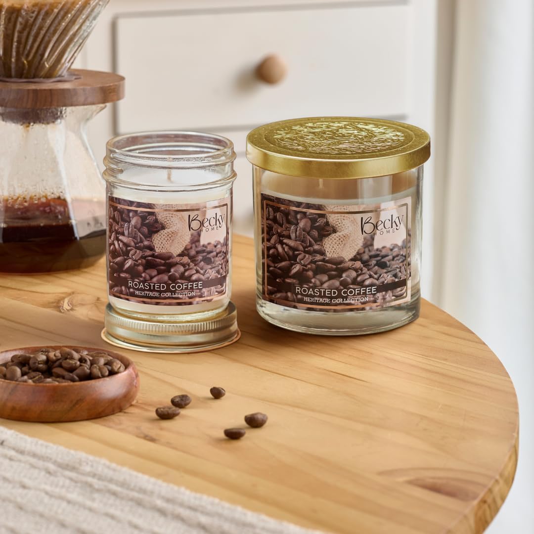 8oz Coffee Scented Candle, Fresh Roast Coffee, Espresso, Macchiato, Large Jar Candles Gift for Men and Women, Clear Glass