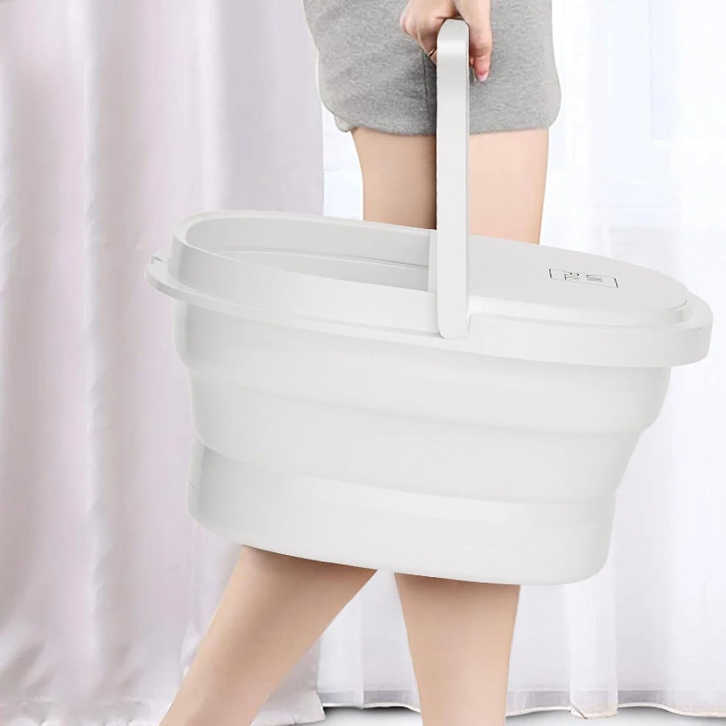 UNIFULL Foot Spa Bath with Heat and Temperature Control, Massager Roller, Bubble, Remote Control, Pedicure Kit, Red Light, Large Heating Foot Bath-White