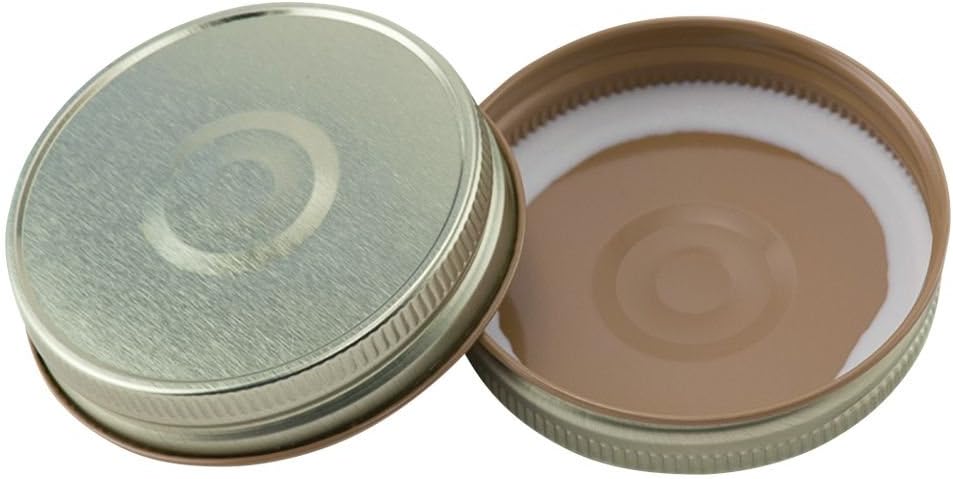 North Mountain Supply - SB70-GD-12 Regular Mouth Metal One Piece Mason Jar Safety Button Lids (Pack of 12, Gold)