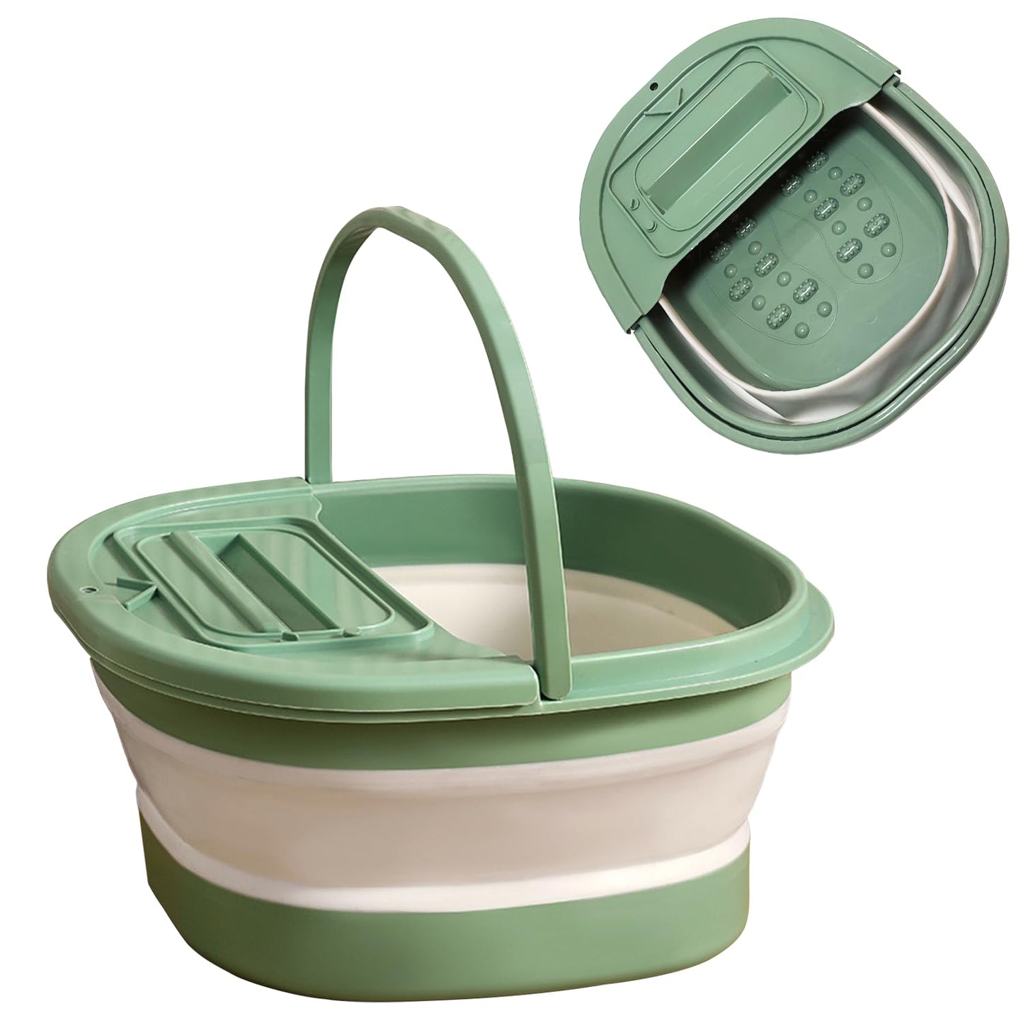 Collapsible Foot Bath with Handle, Portable Foot Soak Tub Foldable Foot Bath with Manual Foot Massage Acupoints to Help Sleep, Folding Laundry Basket Multi Function Buckets