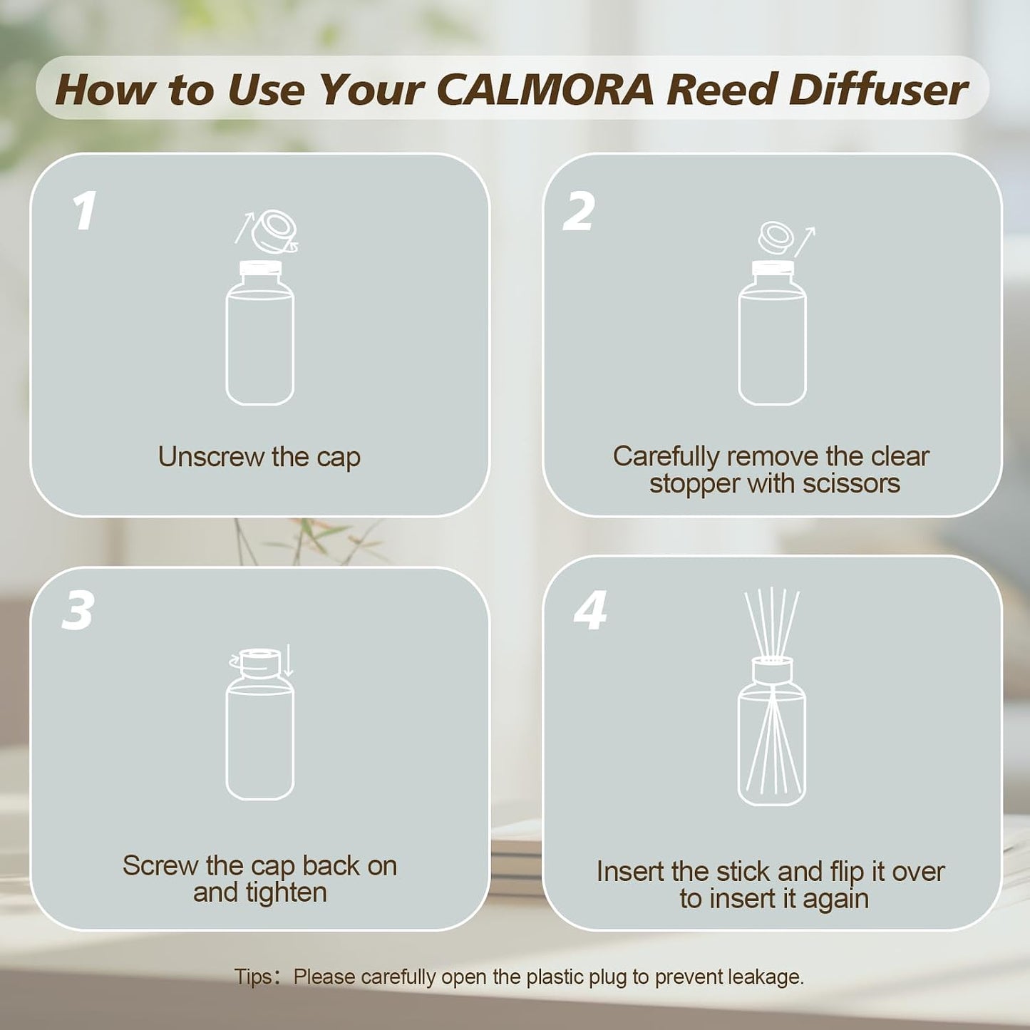 CALMORA Reed Diffuser Set of 3, 50ml Lily & Jasmine/White Tea/Amber Scented Oil Diffuser with 15 Sticks | Home Fragrance for Bedroom, Bathroom, Office & Living Room for Women Men