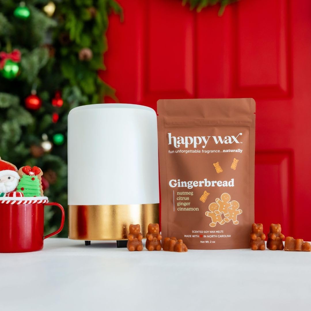 Happy Wax Gingerbread Scented Bear Wax Melts - Natural Strong Holiday Scented Infused with Essential Oils - Non Toxic & Pet Safe - (4 oz Pouch)