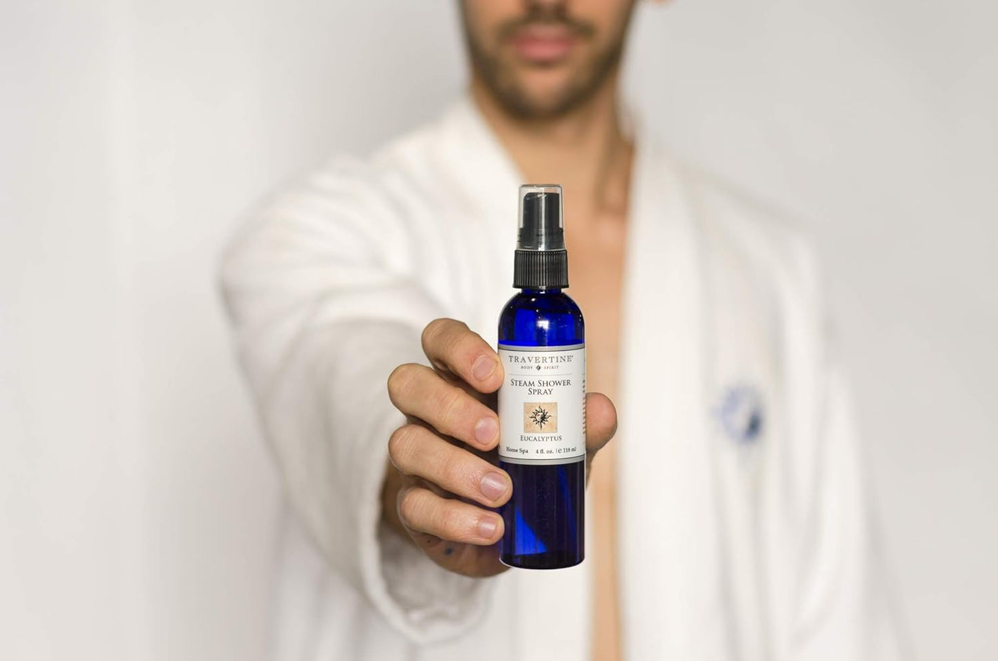 Travertine Spa Steam Shower Spray | Eucalyptus Shower Spray | Eucalyptus Oil Mist for Shower Aromatherapy | Sinus and Congestion Relief | Steam Room Spray | 100% Natural Eucalyptus Oil | 4 fl oz